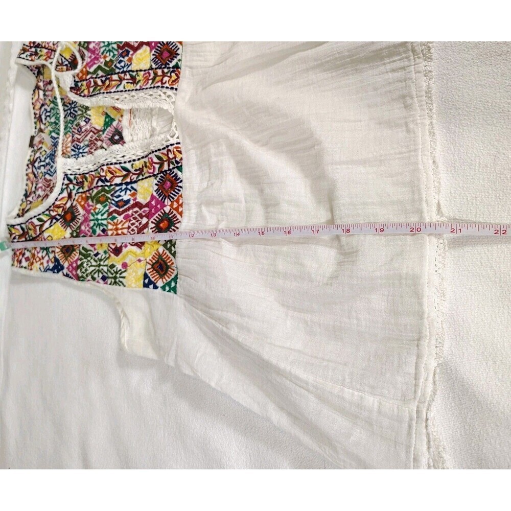 Free People Boho Embroidered Peasant Tank Top Size M Cream Festival - Picture 5 of 9